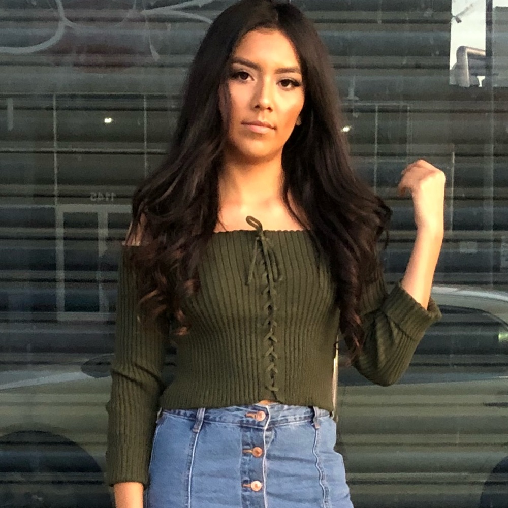 Olive Green Crop Top